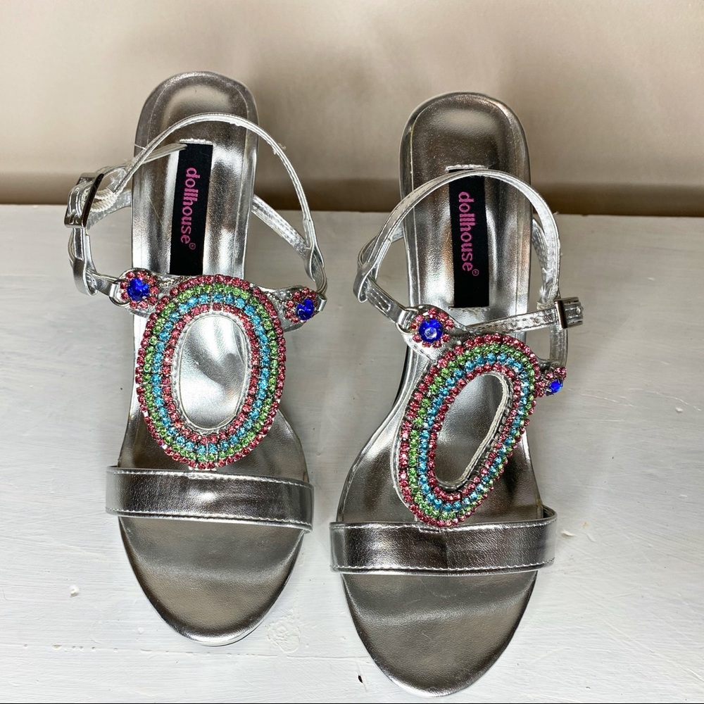 Dollhouse Rhinestone High Heel Sandals Size 6